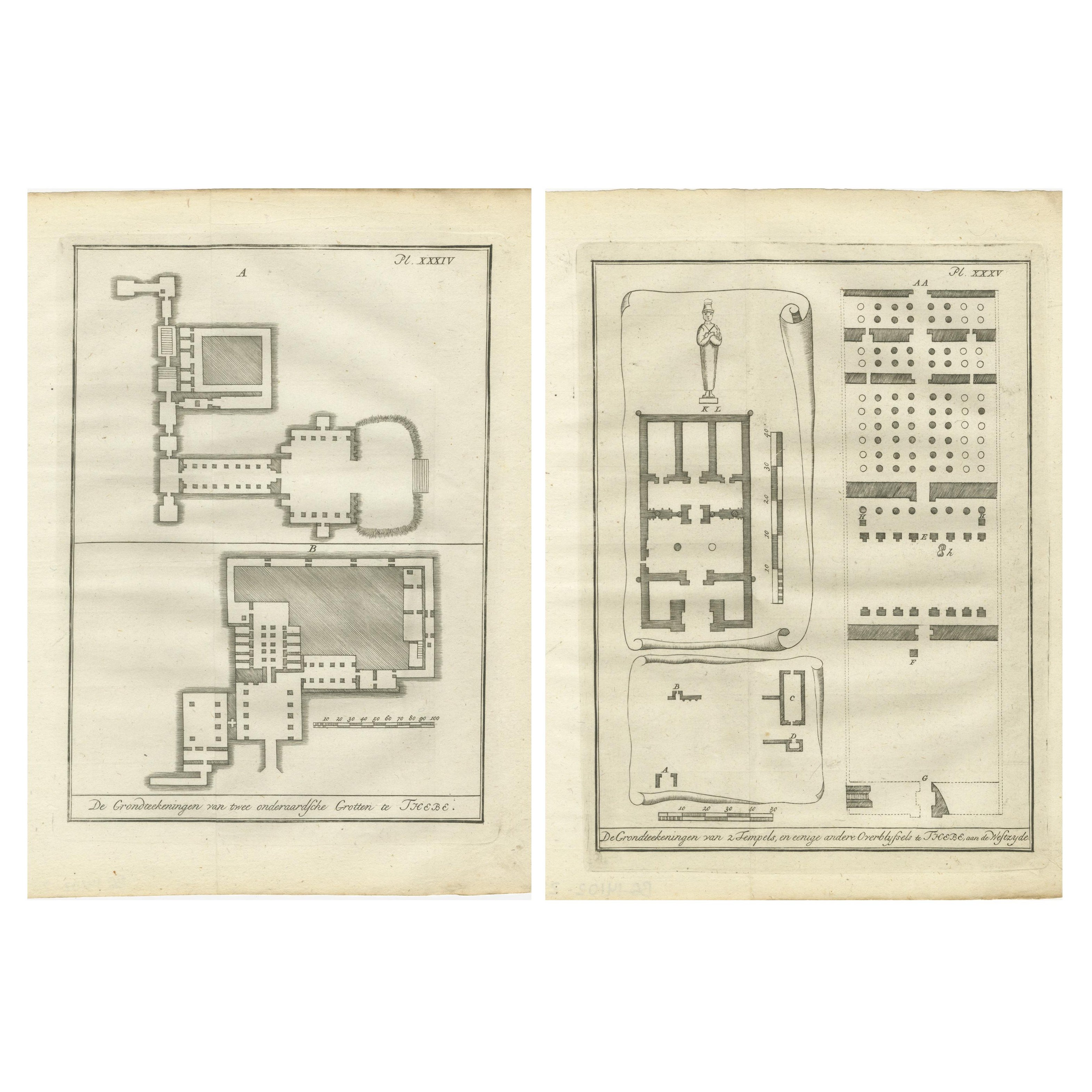 Planos de Templos y Tumbas del Antiguo Egipto - Tebas, c.1790 Grabados