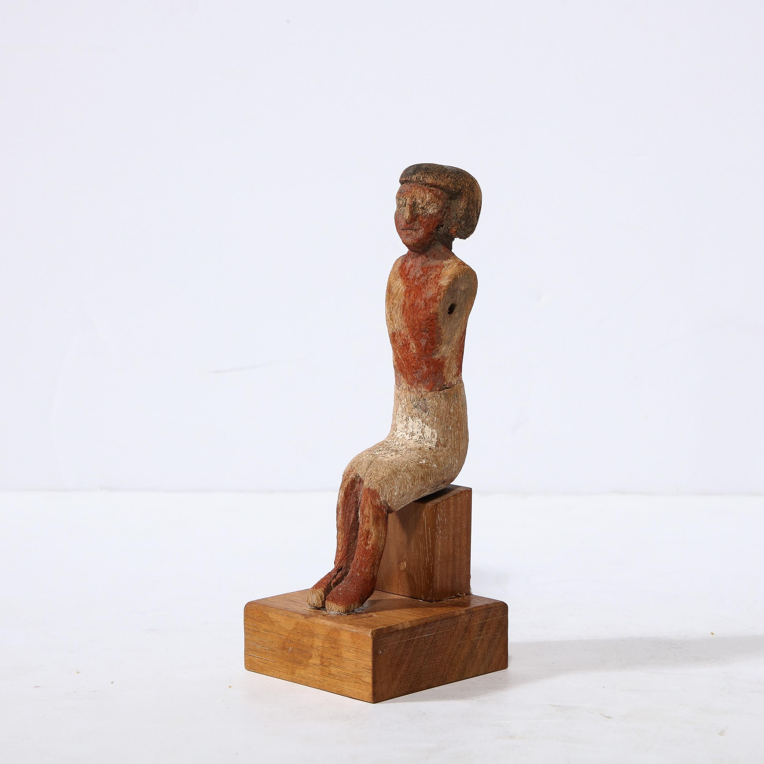 Ancient Egyptian Tomb Oarsman in Painted Wood 5