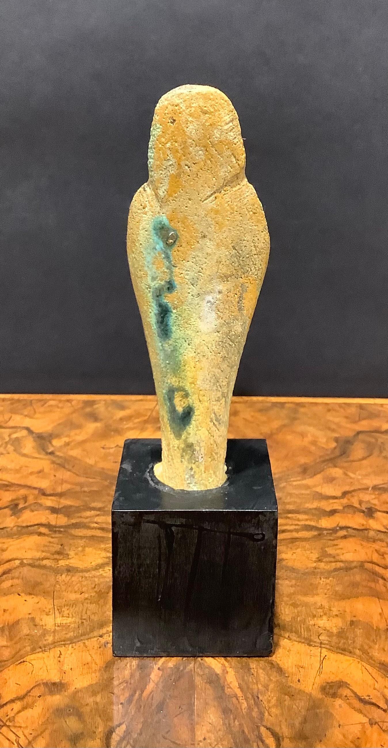 Ancient Egyptian Turquoise Glazed Faience Ushabti of the 26th Dynasty For Sale 1