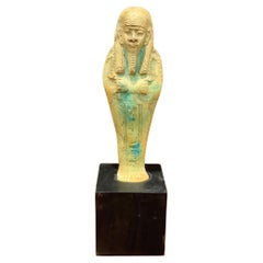 Antique Ancient Egyptian Turquoise Glazed Faience Ushabti of the 26th Dynasty