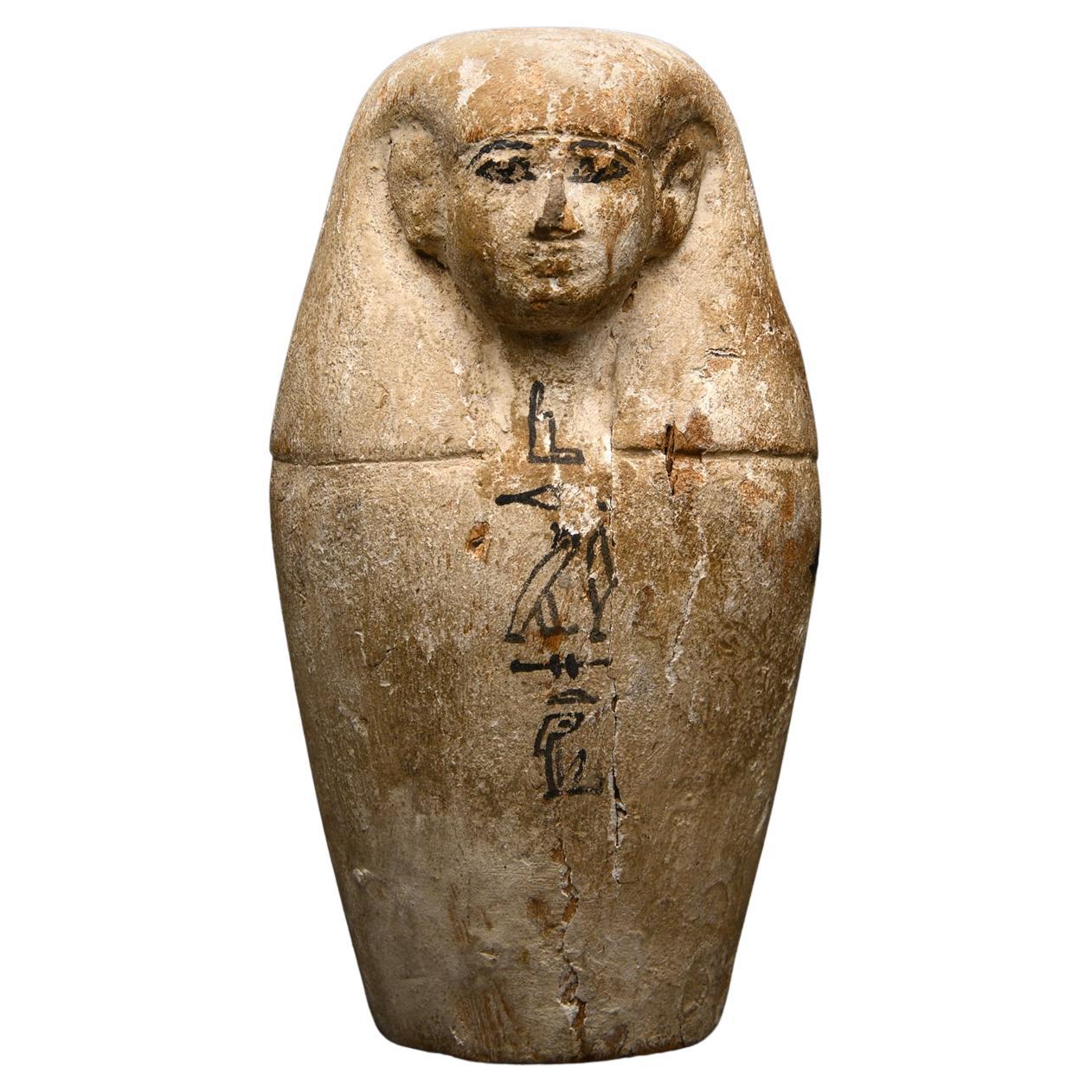 Ancient Egyptian Wood Dummy Canopic Jar