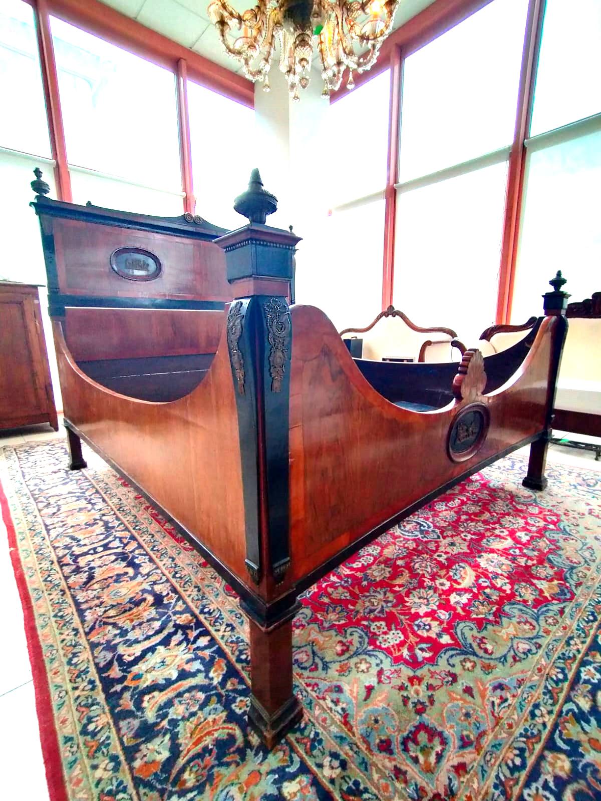 Hand-Carved Ancient Empire Period Bed, Large and Completely Original For Sale