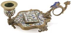 Ancient Enamel Candlestick by Alphonse Giroux, France, Late 19th Century