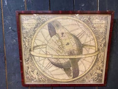 Ancient engraving, map of the earth with circling zodiac
