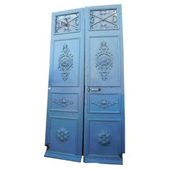 Ancient Entrance Outdoor Door, Iron Carved with Two Leaf, 19th Century, France