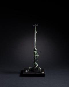 Ancient Etruscan Bronze Incense Burner with a Dancing Figure