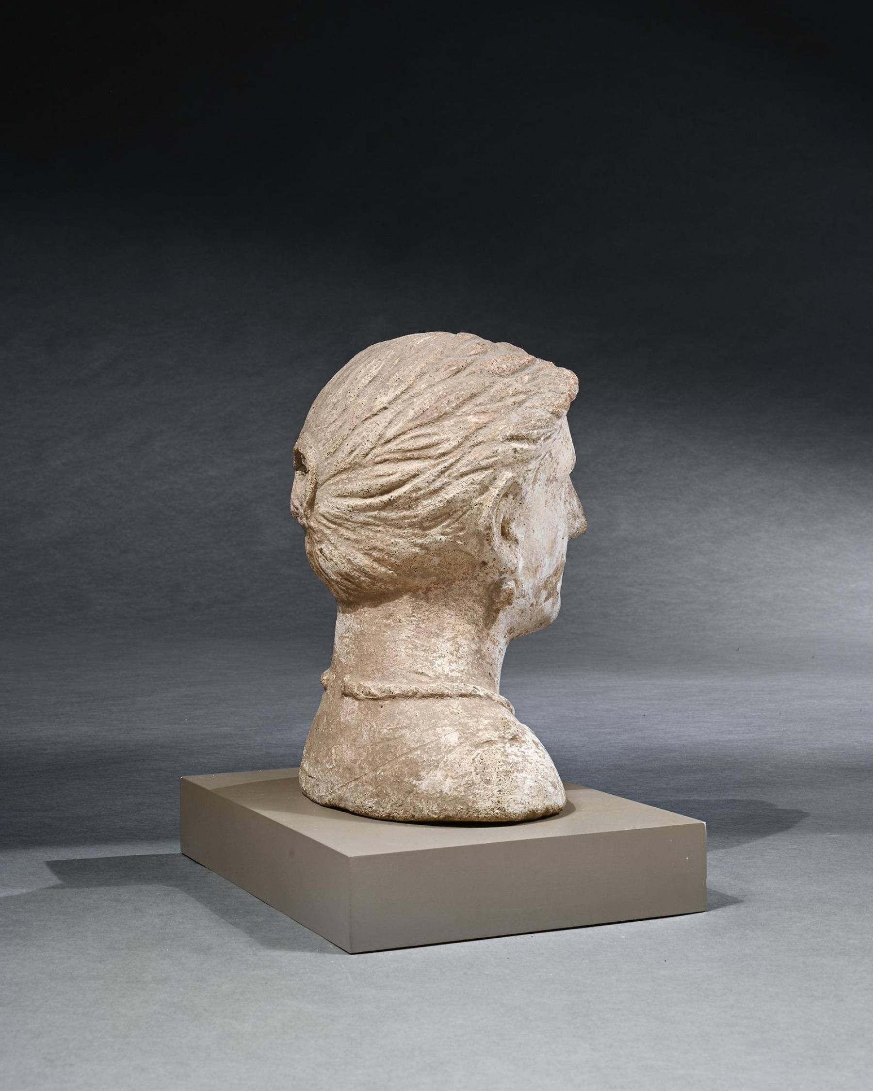 Terracotta Ancient Etruscan Votive Female Bust 4th Century Bc