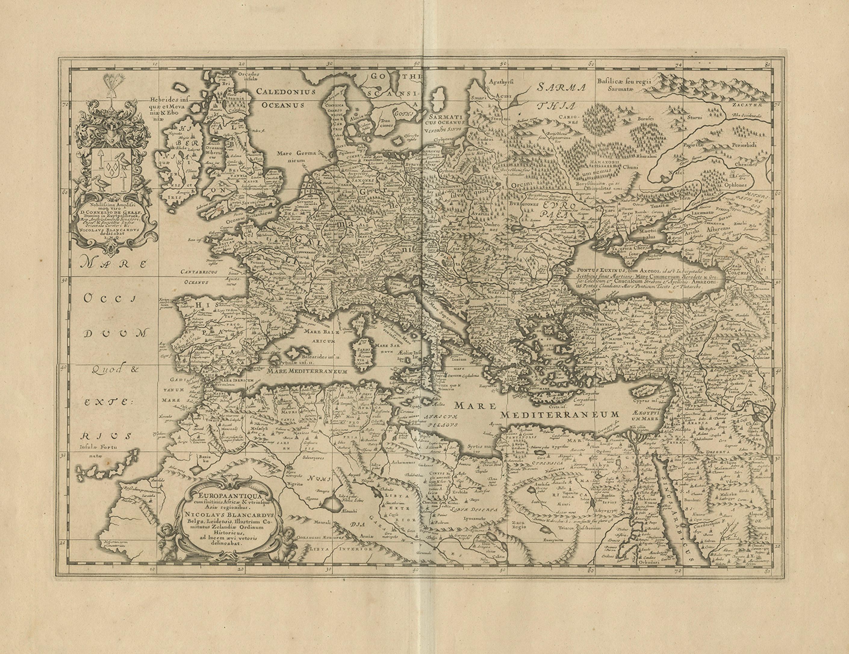 Ancient Europe Map 1652, Europa Antiqua – Nicolas Blancardus, Roman World