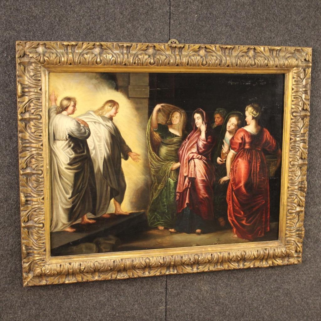 Ancient Flemish Religious Painting Holy Women at the Sepulchre, 17th Century For Sale 1