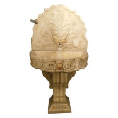 Ancient Fountain in Carved and Inlaid Marble, 16th/17th Century, from Sicily
