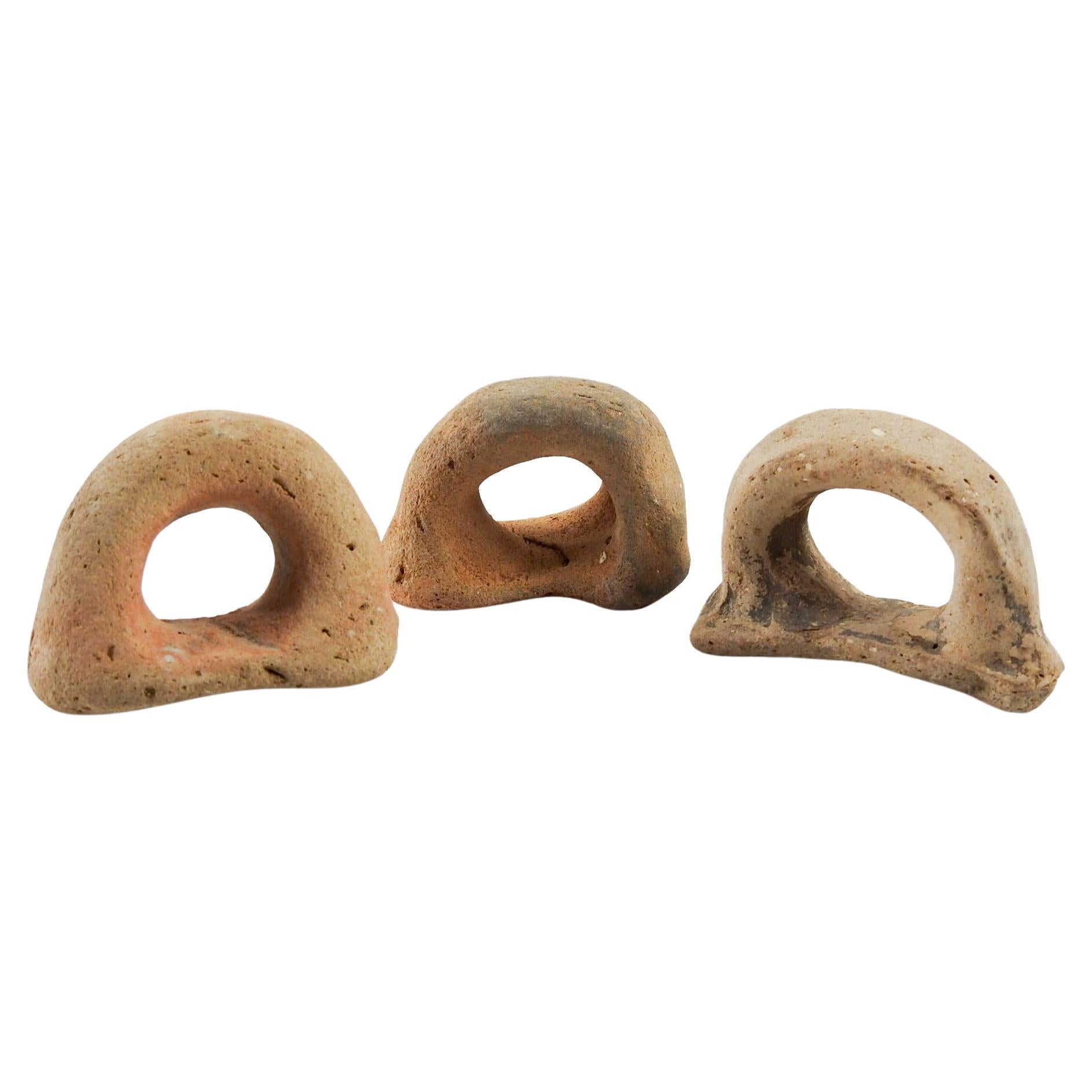 Ancient Fragments Mediterranean Pottery Amphora Handles   Set of 3 For Sale