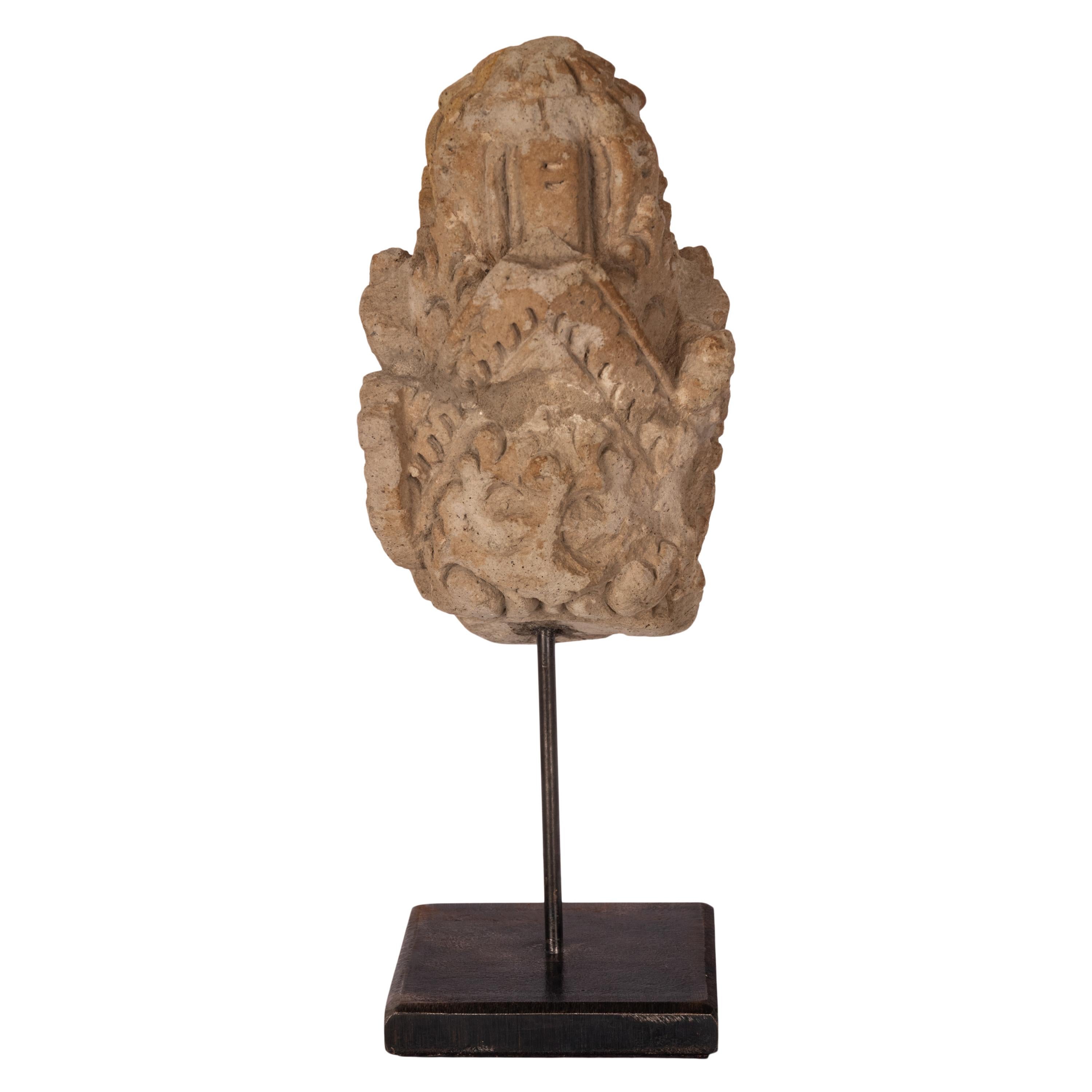 Ancient Gandharan Carved Stucco Greco Buddhist Bodhisattva Head Bust 400-500 CE In Good Condition For Sale In Portland, OR