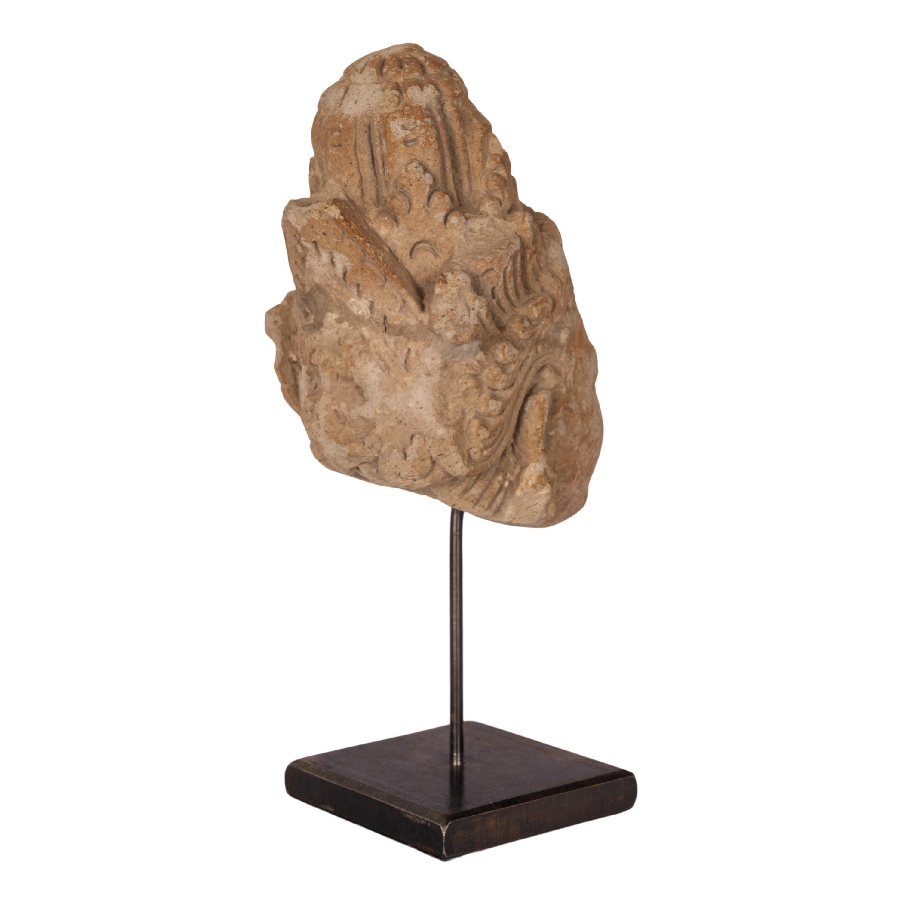 Antike Gandharan geschnitzte Stuck Greco buddhistische Bodhisattva-Kopfbüste 400-500 CE im Zustand „Gut“ im Angebot in Portland, OR