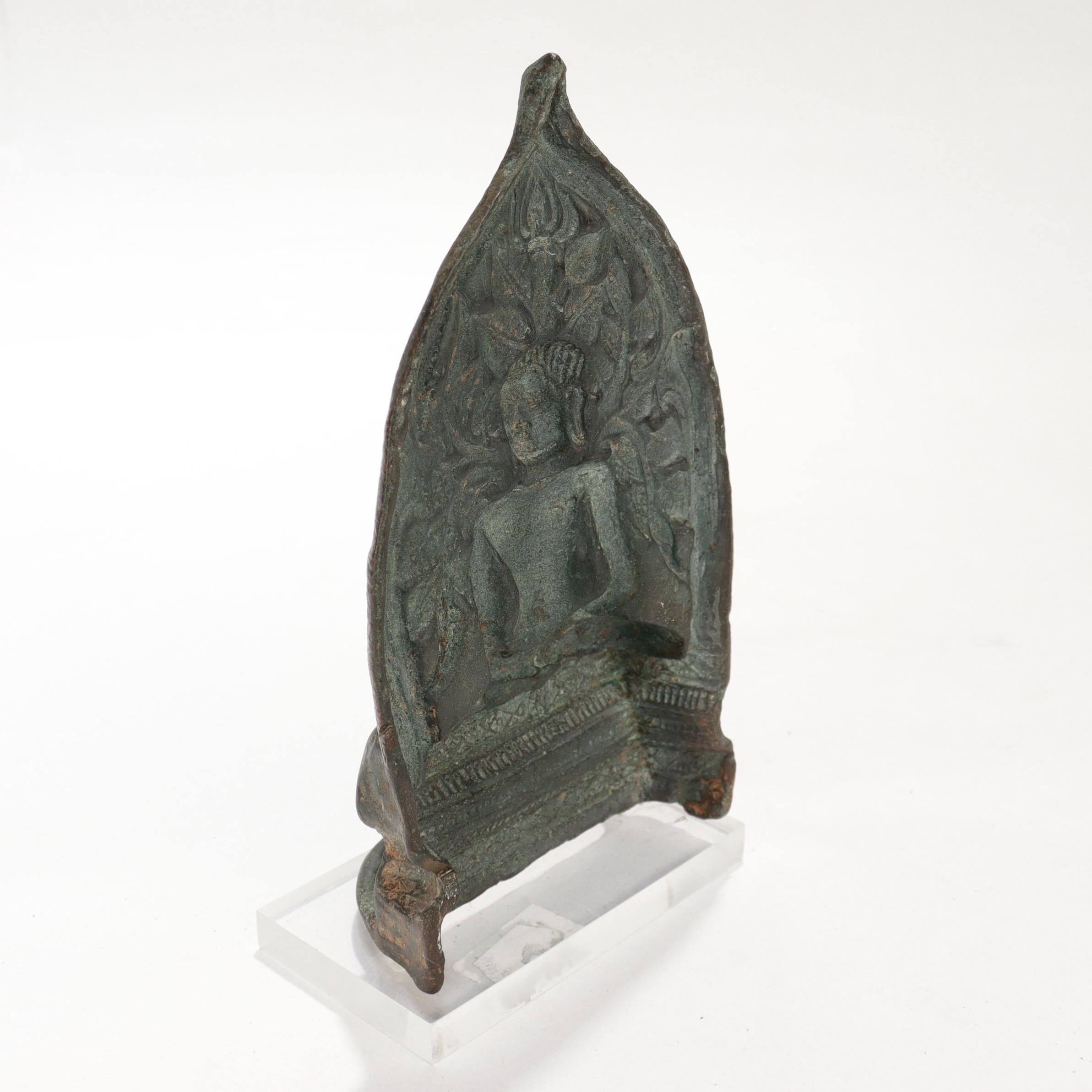 Ancient Gandharan Large Bronze Figural Seated Buddha Tsatsa Casting Mold For Sale 6