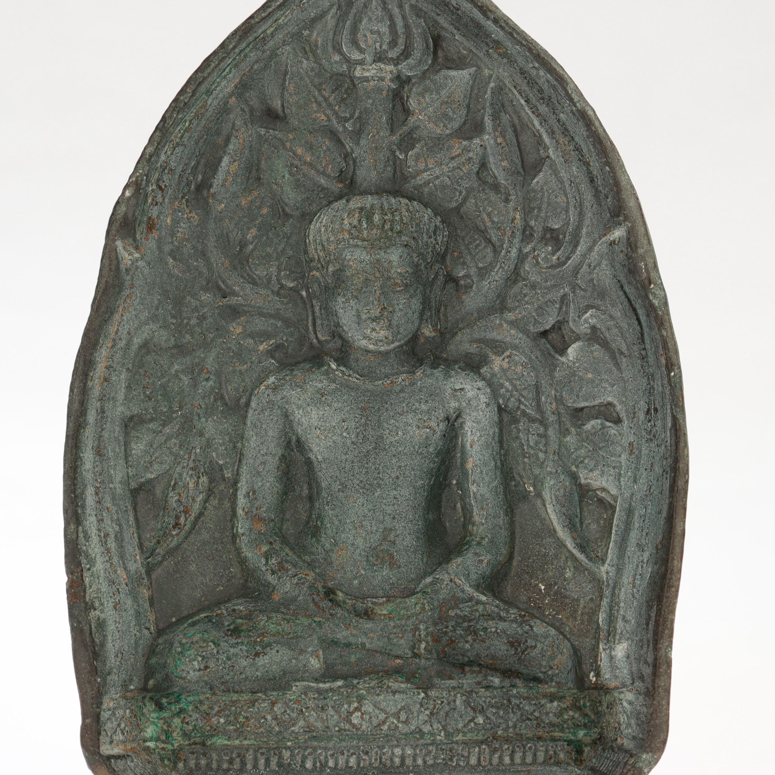 Indian Ancient Gandharan Large Bronze Figural Seated Buddha Tsatsa Casting Mold For Sale