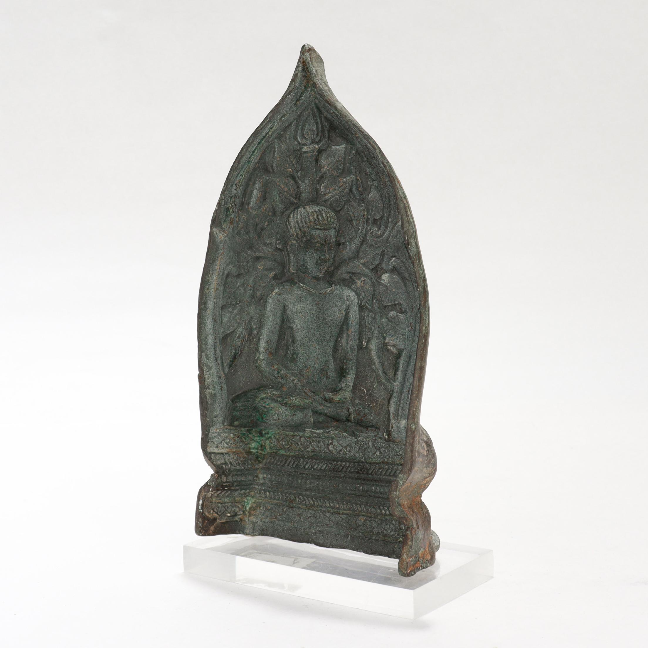 Ancient Gandharan Large Bronze Figural Seated Buddha Tsatsa Casting Mold In Good Condition For Sale In Philadelphia, PA