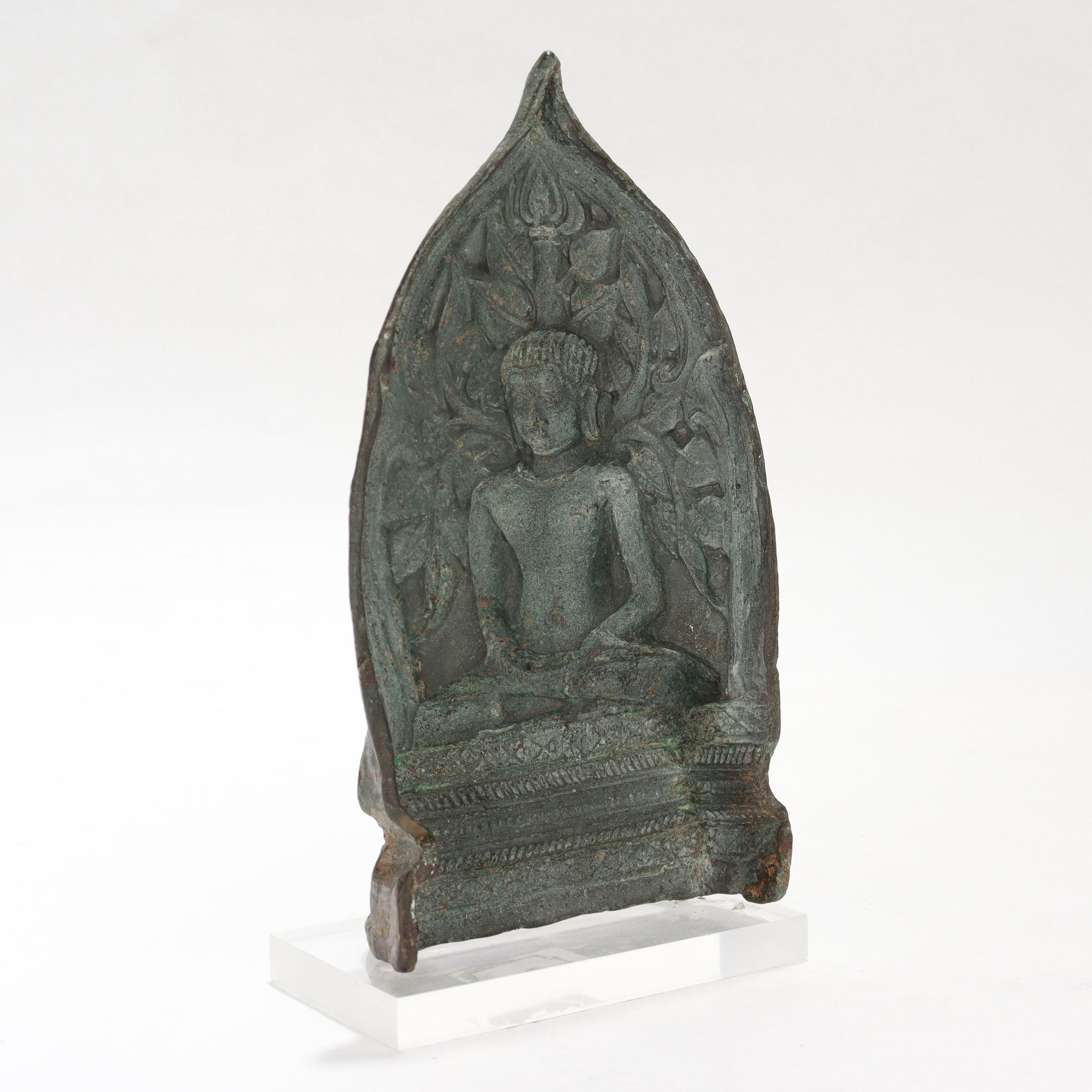 18th Century and Earlier Ancient Gandharan Large Bronze Figural Seated Buddha Tsatsa Casting Mold For Sale