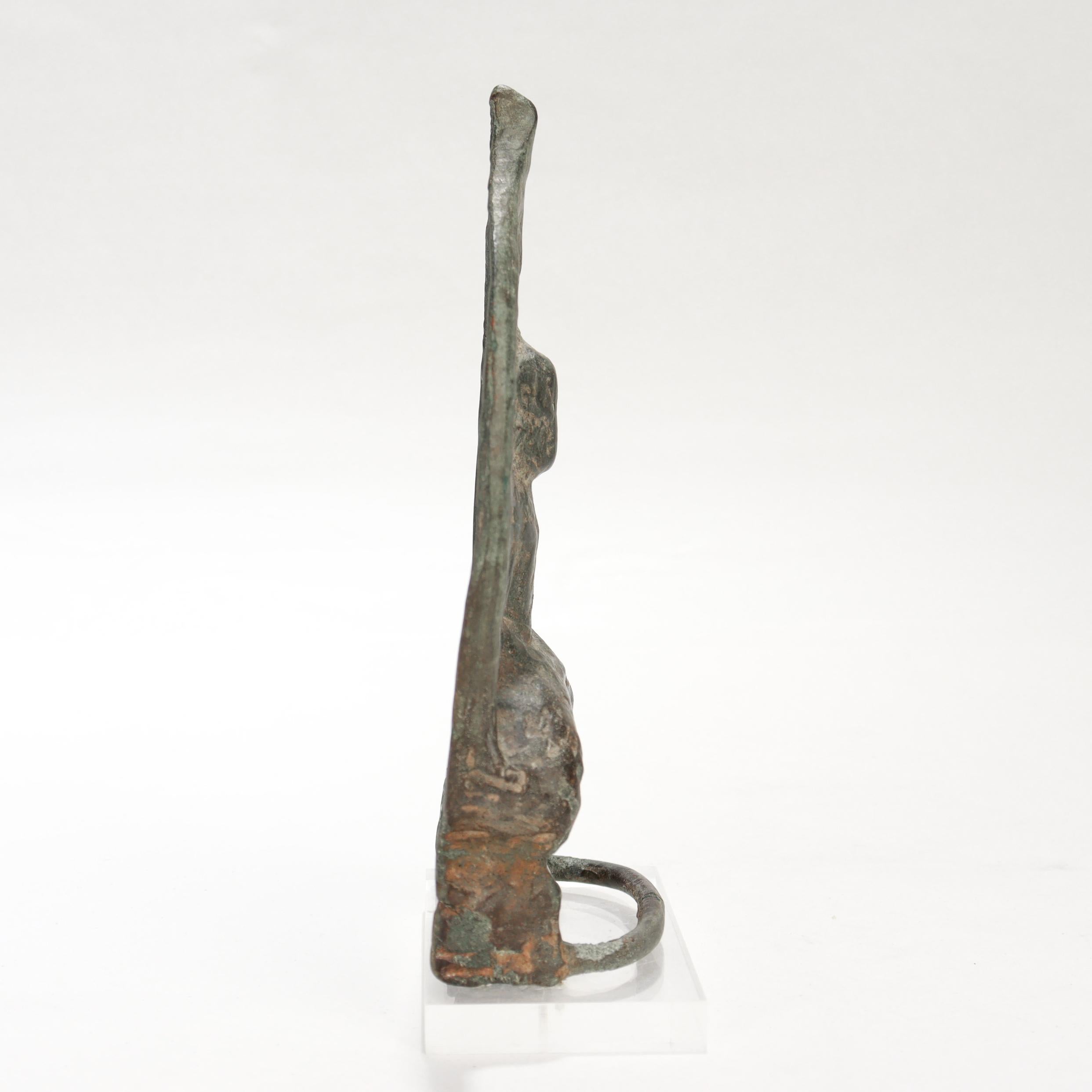 Ancient Gandharan Large Bronze Figural Seated Buddha Tsatsa Casting Mold For Sale 1