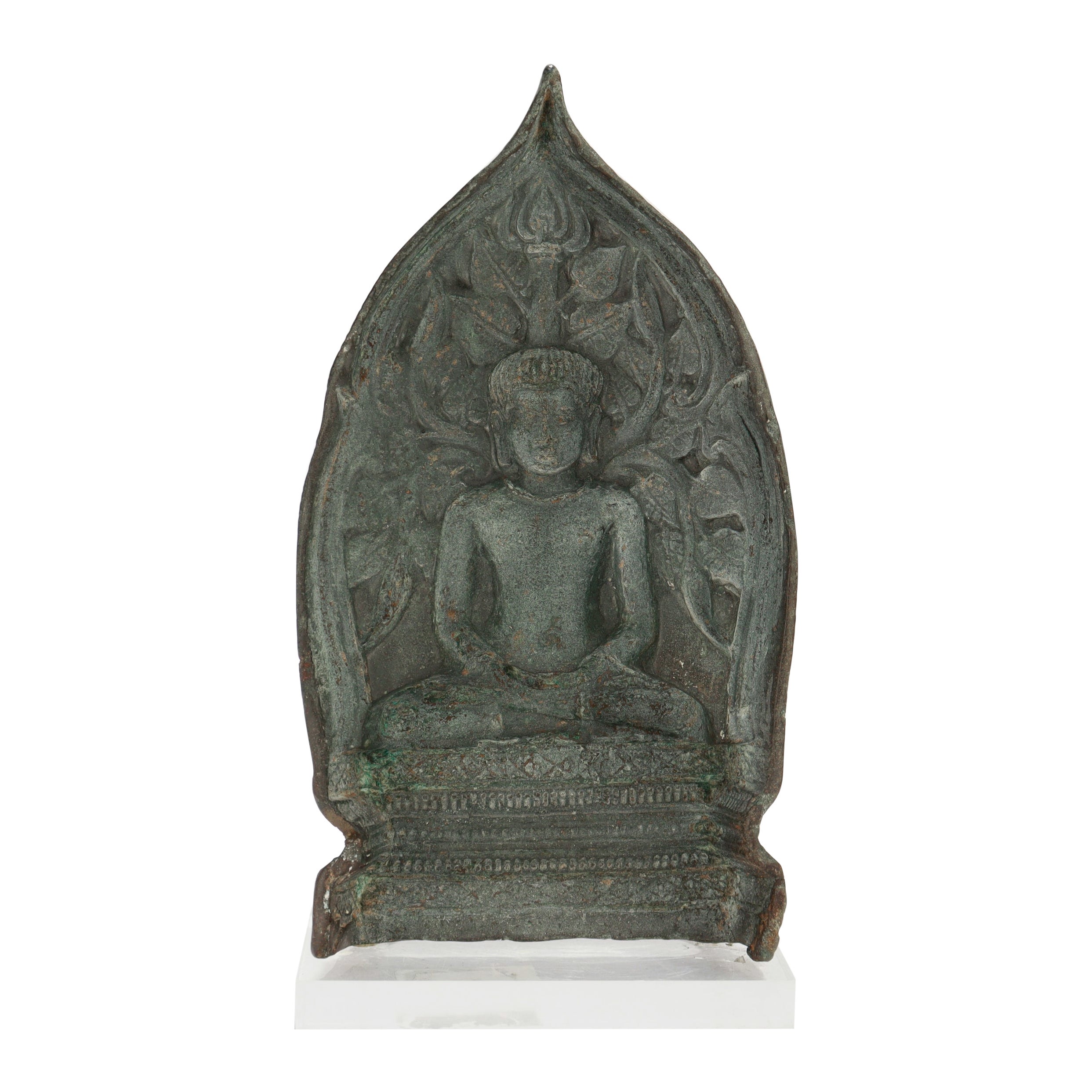 Ancient Gandharan Large Bronze Figural Seated Buddha Tsatsa Casting Mold For Sale