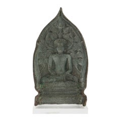 Ancient Gandharan Large Bronze Figural Seated Buddha Tsatsa Casting Mold