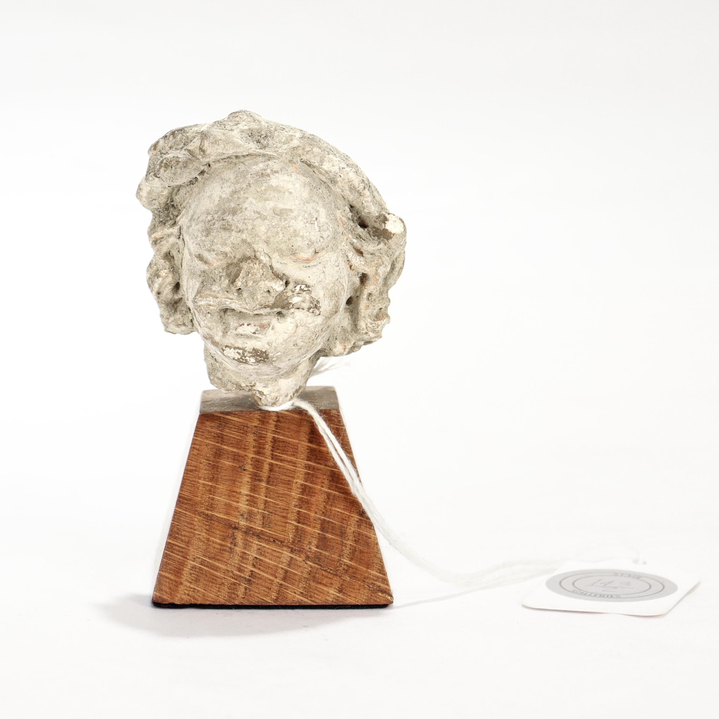 Indian Ancient Gandharan Miniature Stucco Bust of a Man, ca. 5th Century For Sale