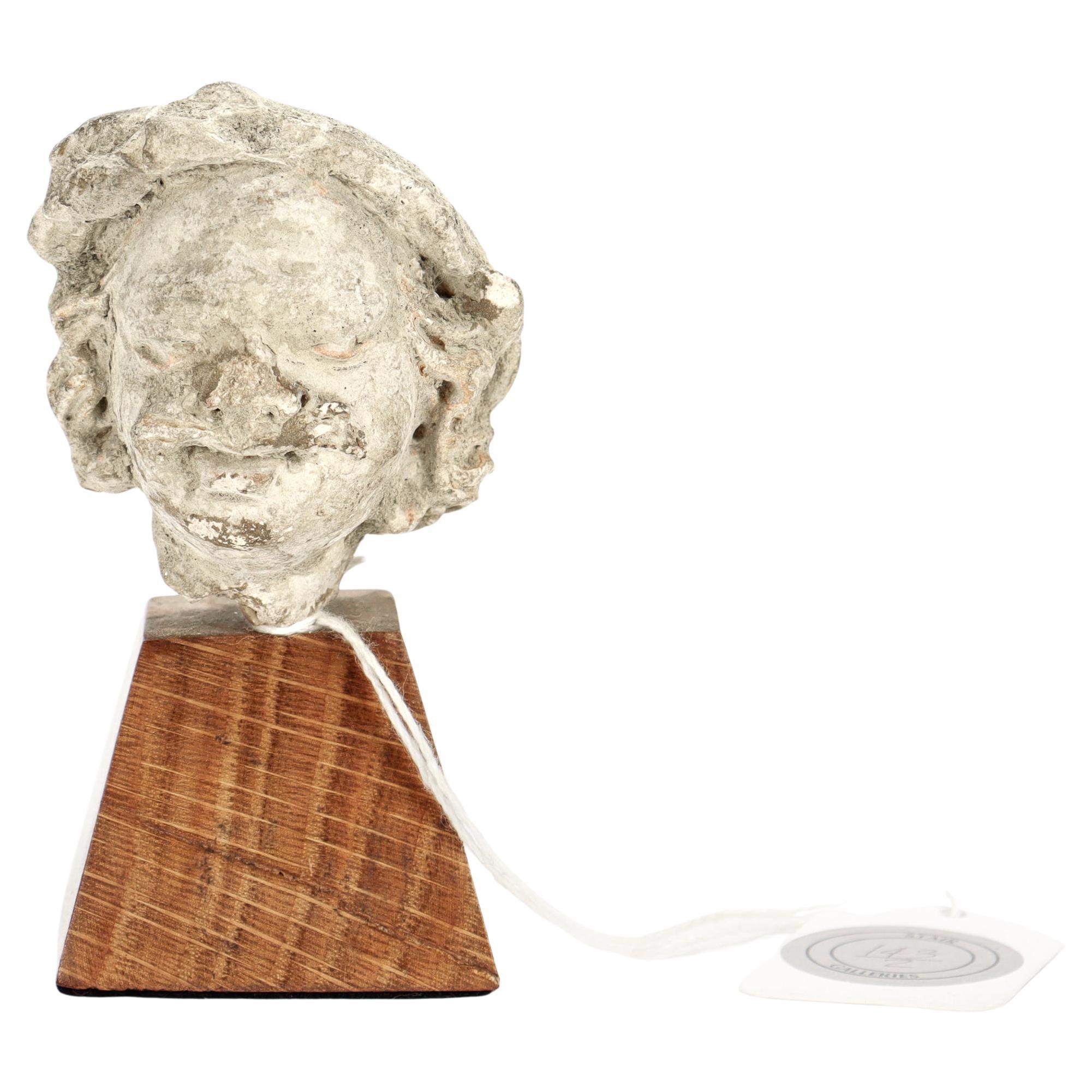 Ancient Gandharan Miniature Stucco Bust of a Man, ca. 5th Century For Sale