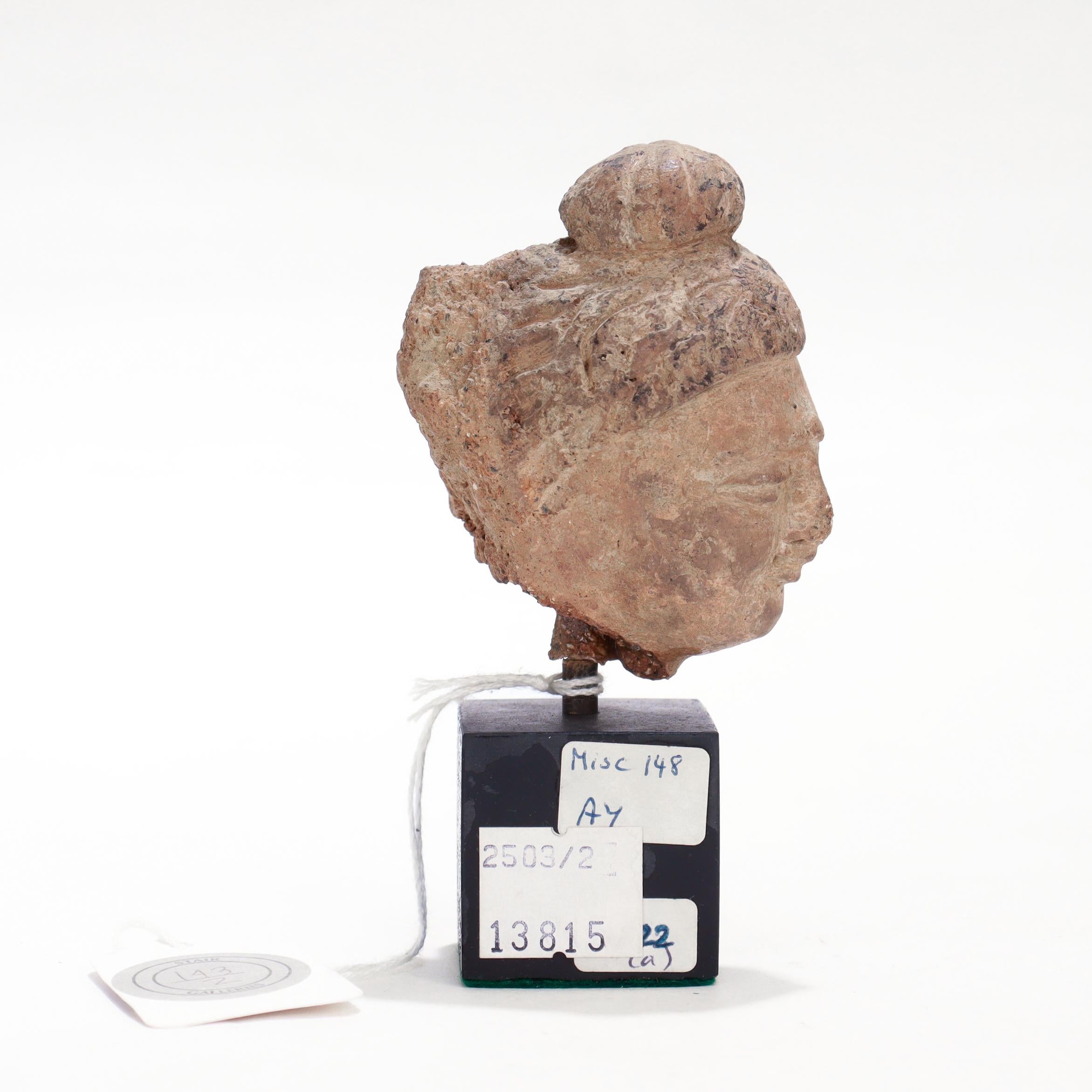 Ancient Gandharan Miniature Stucco Bust of the Buddha, ca. 5th Century For Sale 1