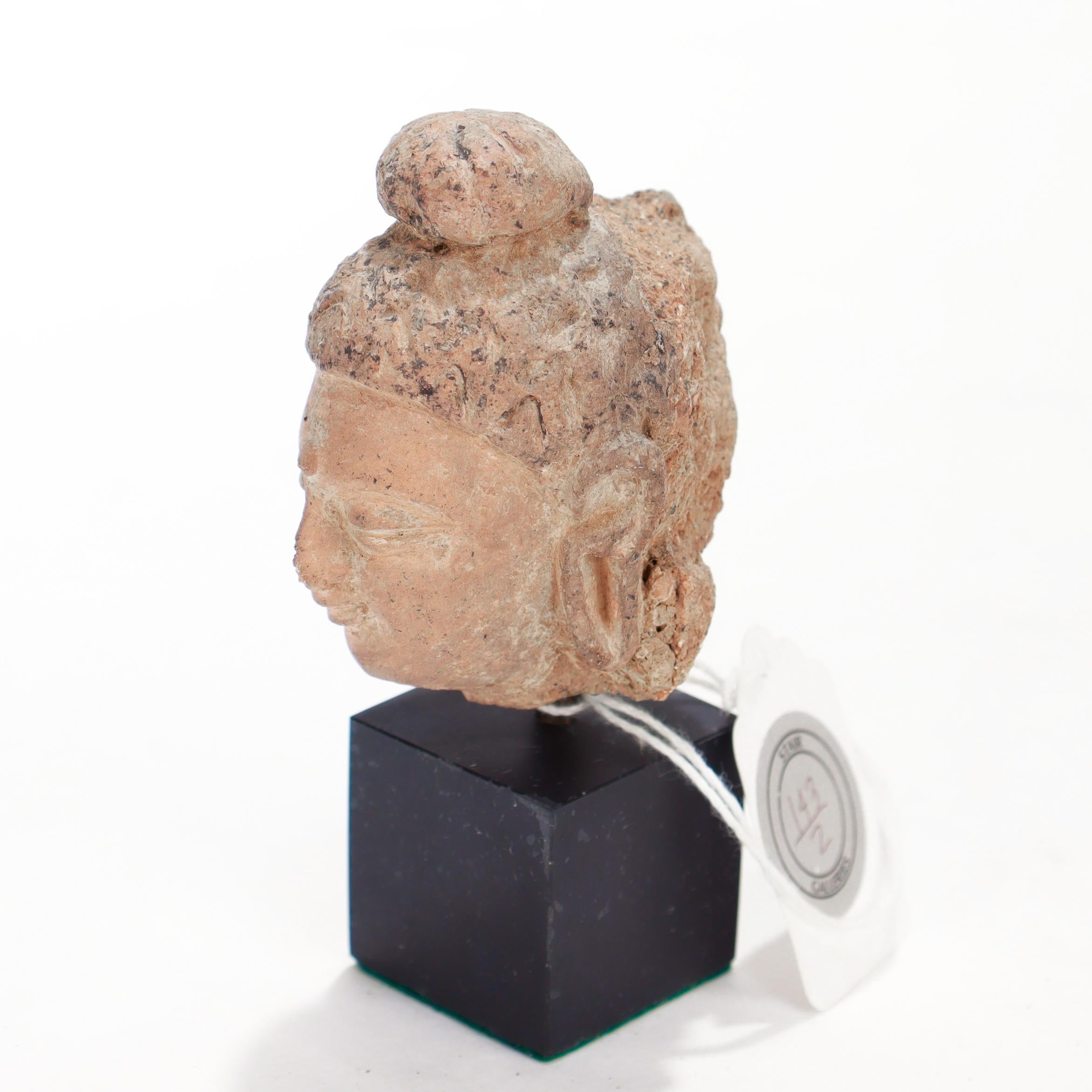 Ancient Gandharan Miniature Stucco Bust of the Buddha, ca. 5th Century For Sale 3