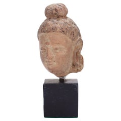 Ancient Gandharan Miniature Stucco Bust of the Buddha, ca. 5th Century