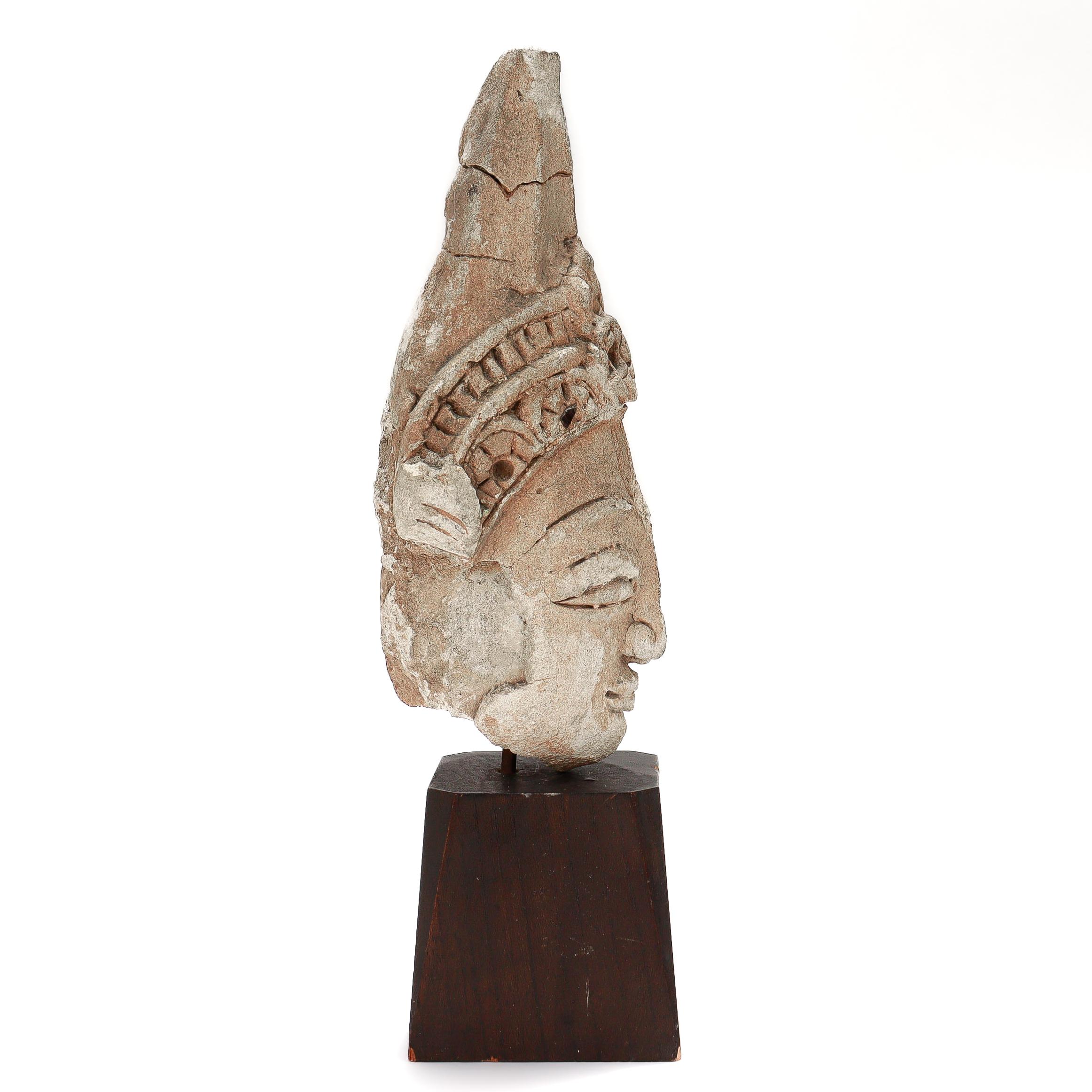 18th Century and Earlier Ancient Gandharan Stucco on Terracotta Figural Buddha/Bodhisattva Bust For Sale