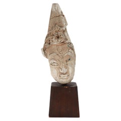 Antique Ancient Gandharan Stucco on Terracotta Figural Buddha/Bodhisattva Bust
