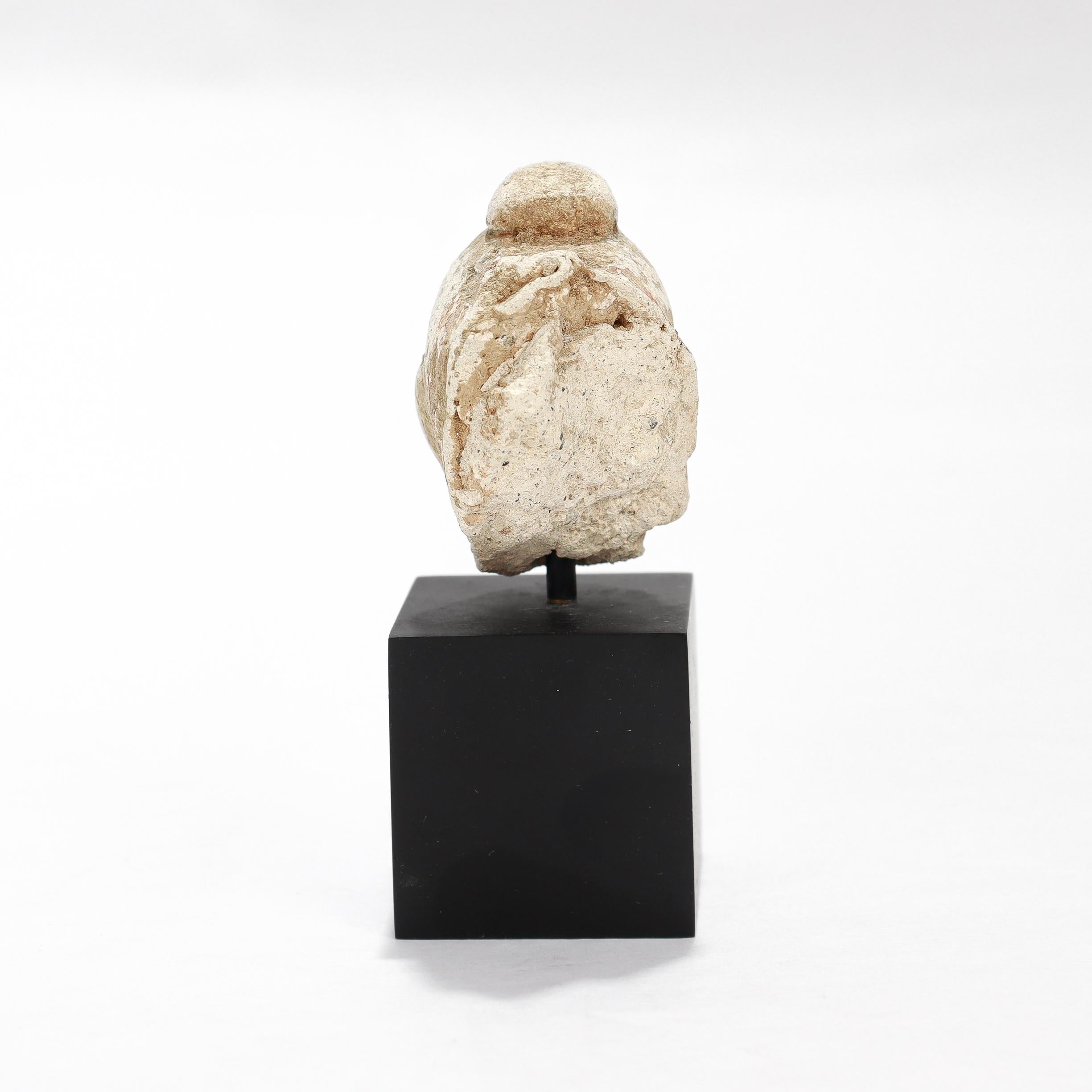 Ancient Gandharan Stucco Small Bust of the Buddha or Bodhisattva For Sale 1
