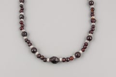 Ancient Garnet Bead Necklace with Fine Silver "Mulberry" Beads and Clasp