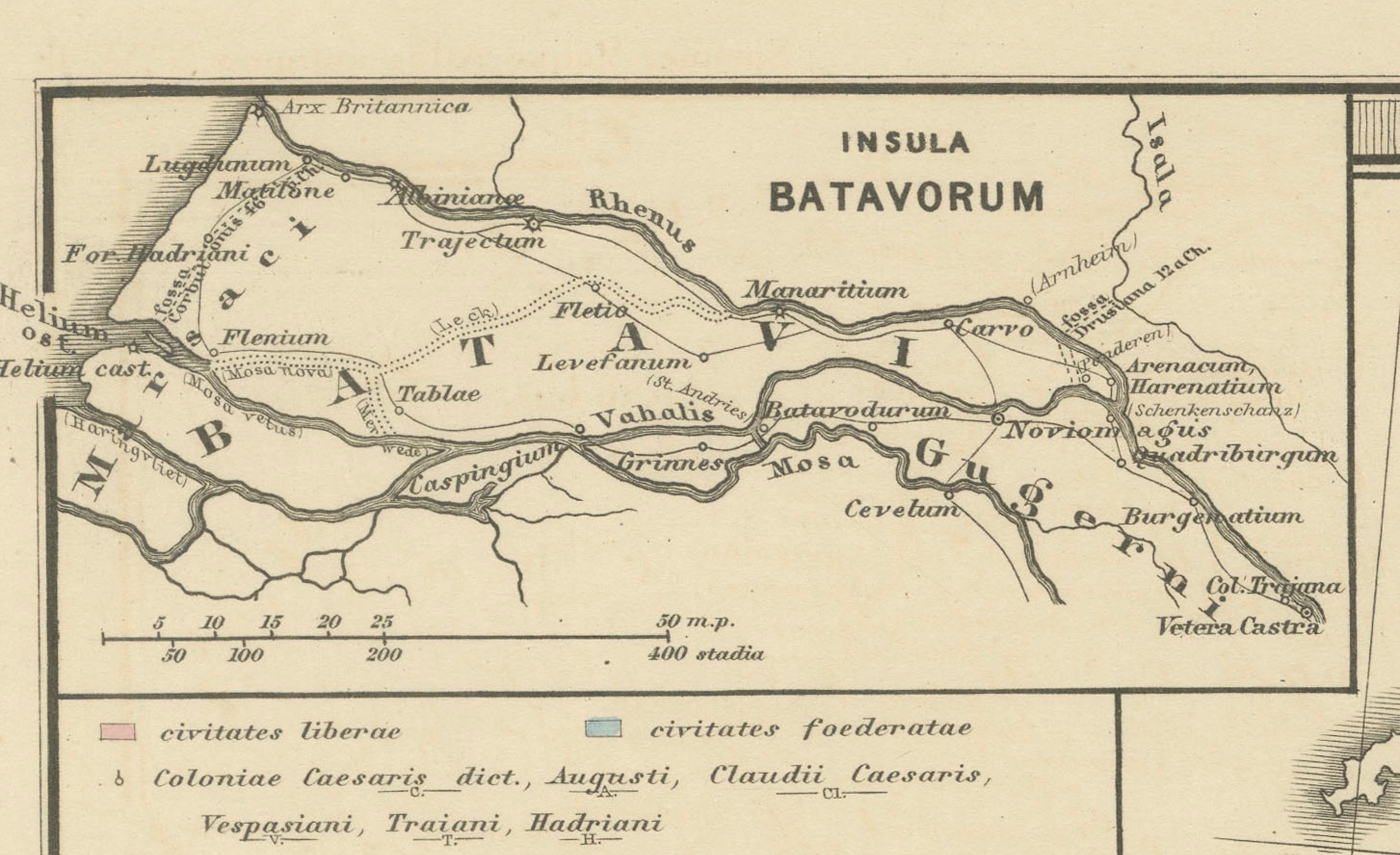 Antiker Gaul: Ein Kartographischer Überblick über Gallische Stammesangehörige und römische Provinzen, 1880 (Papier) im Angebot