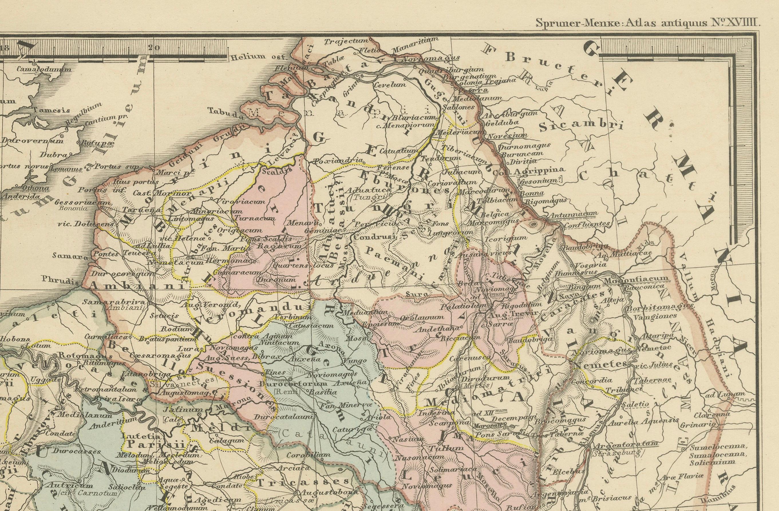 Antiker Gaul: Ein Kartographischer Überblick über Gallische Stammesangehörige und römische Provinzen, 1880 im Angebot 1