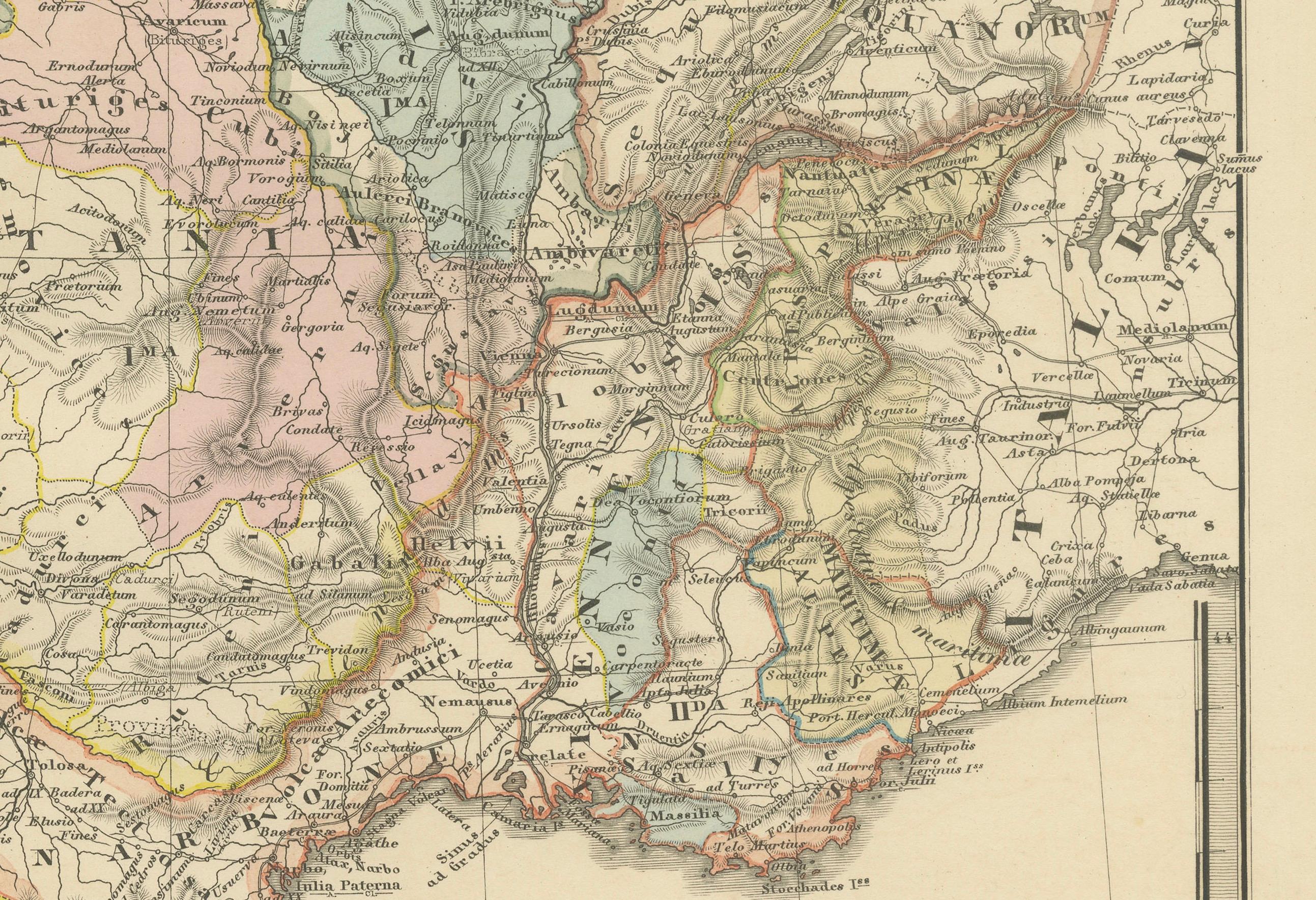 Antiker Gaul: Ein Kartographischer Überblick über Gallische Stammesangehörige und römische Provinzen, 1880 im Angebot 2