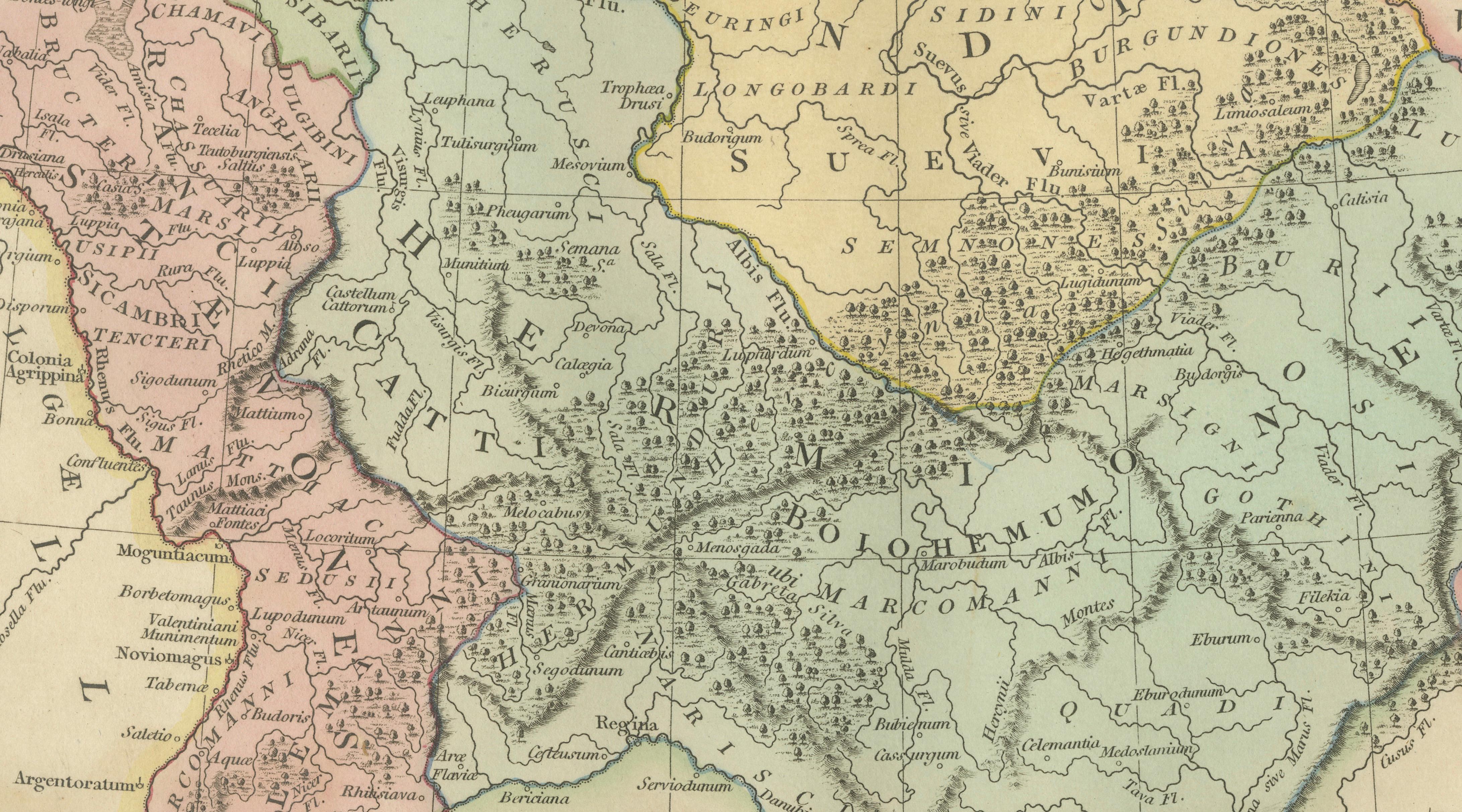 Ancient Germania Map — Roman Germany & Danube Frontier, Wilkinson 1822