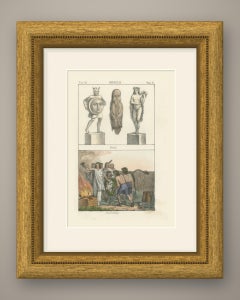 Alte germanische Gottheiten und ein Opfer, teilweise handkoloriert, 1842