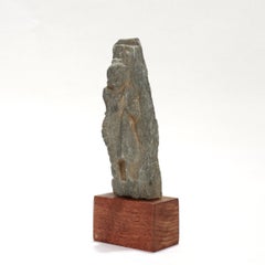Ancient Ghandaran Green Schist Sculpture of the Buddha on a Wooden Plinth