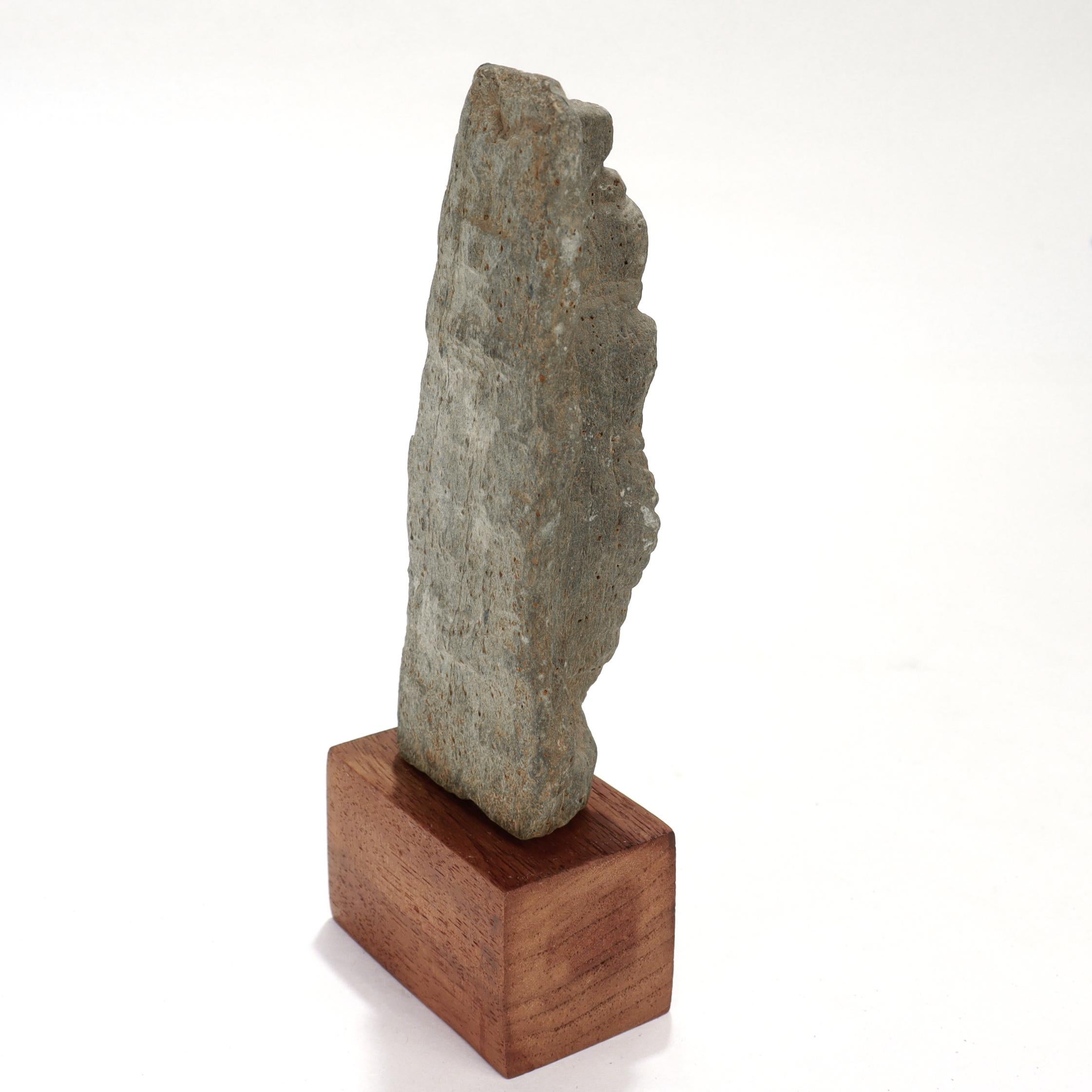 Ancient Ghandaran Green Schist Sculpture of the Buddha on a Wooden Plinth For Sale 3