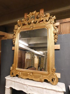 Ancient Gilded and Richly Carved Mirror, 19th Century, Italy