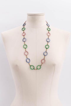 Ancient Gilded Metal Necklace in Glass Paste Rings
