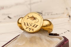 Ancient Gold Javanese Ring 9th-10th Century Fish and Lotus Flower