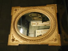 Ancient Golden Mirror with Flowers, Central Oval, 19th Century, Italy