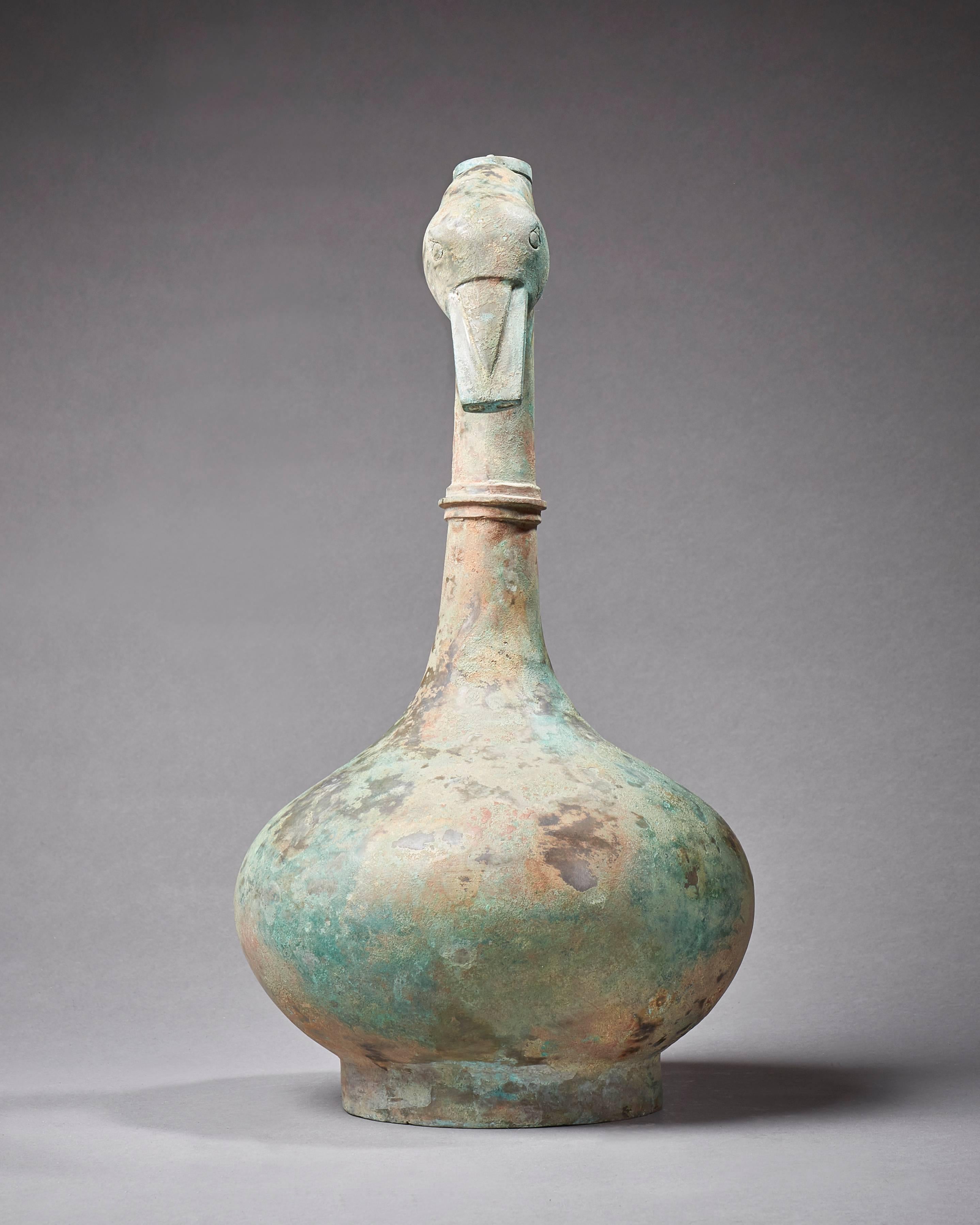 Chinese Ancient Goose-Neck Vessel, China, Han Dynasty For Sale