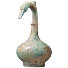 Antique Ancient Goose-Neck Vessel, China, Han Dynasty