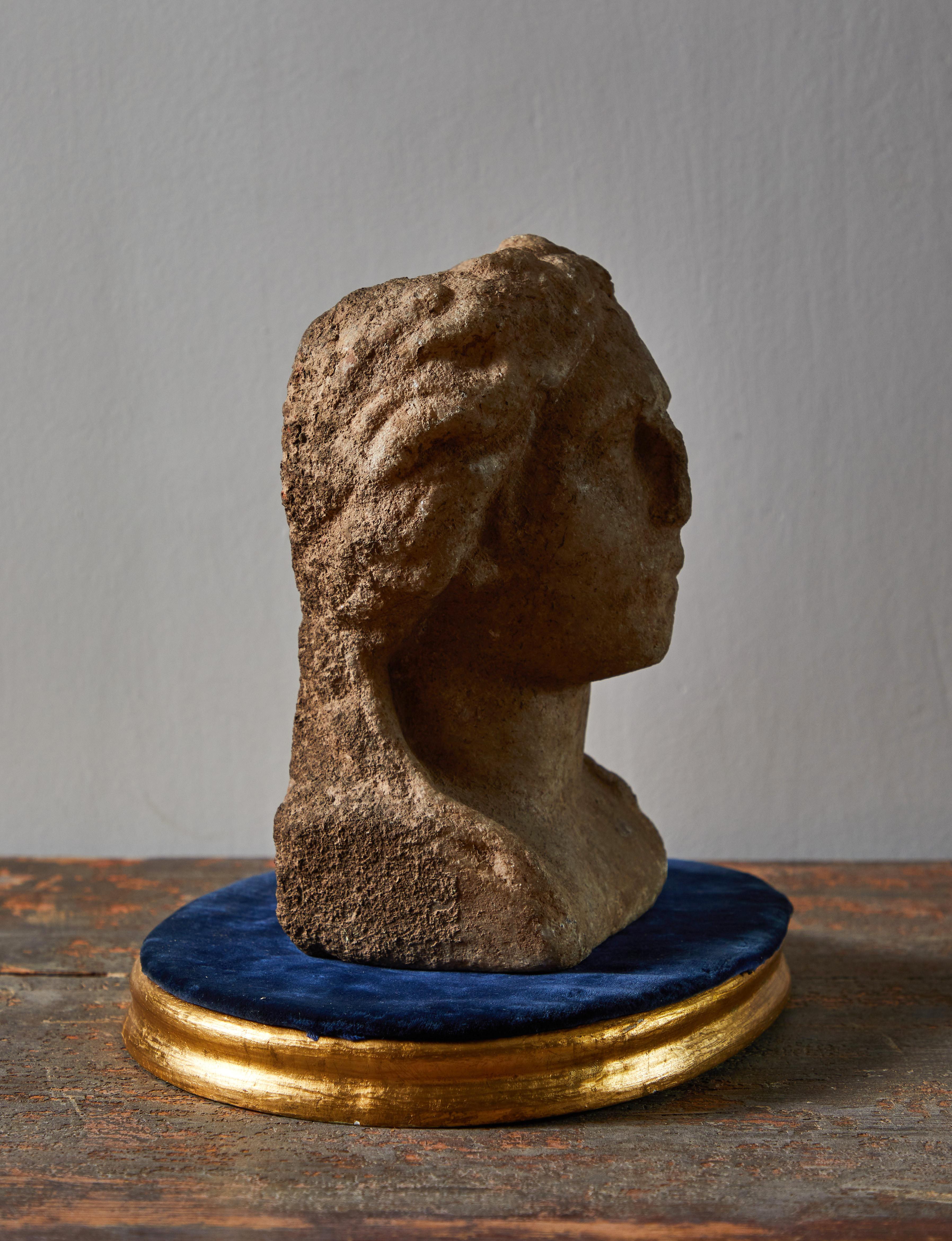 Limestone female bust with stand. Made in Greece circa 5th century AD.

Provenance: Owned by Sagroniz family, the ambassador to Spain in Italy.