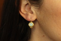 Ancient Greco Drop Earrings with Opal Stones in 22K Yellow Gold Handmade