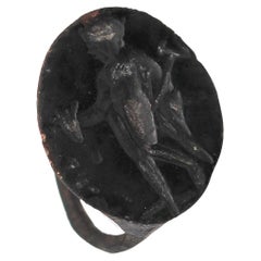 Antique Ancient Greece 4th Century BC Hephaestus Signet Bronze Ring with Hermes