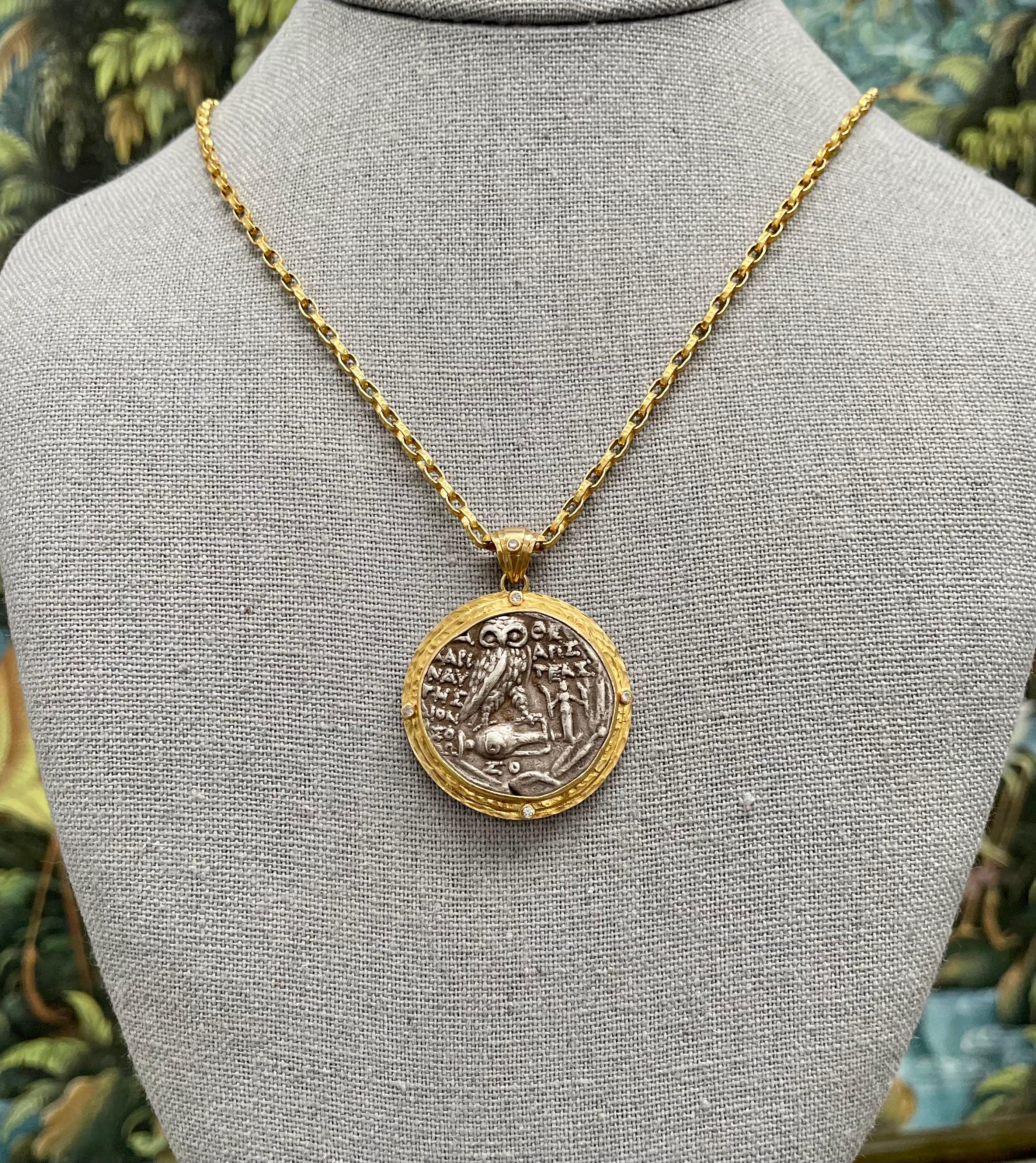 athena owl coin necklace